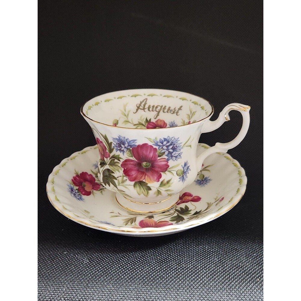 Vintage Royal Albert Fine China Tea Cup & Saucer Set Flower of the month-Poppy